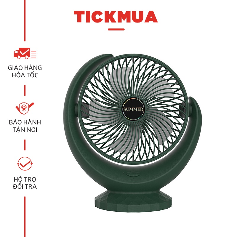 Quạt Kẹp Bàn Tích Điện 3 Cấp Độ Gió - Góc Xoay 360 Độ - Tiếng Ồn Cực Thấp - Sử Dụng Liên Tục Lên Đến Hơn 2h - GD228