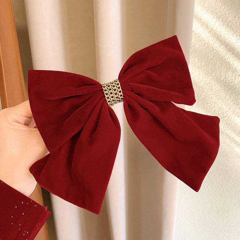 Kẹp Tóc Hình Nơ Đỏ Mừng Năm Mới Thời Trang Mùa Thu Đông