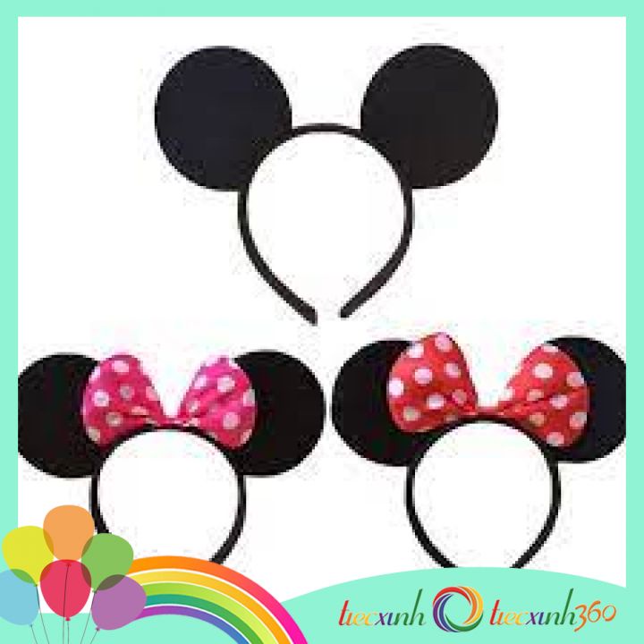 Băng đô cài tóc Tiệcxinh hình tai chuột Mickey/Minnie phụ kiện trang trí sinh nhật