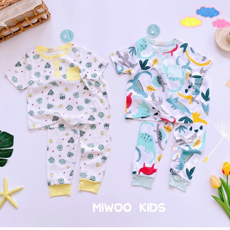 Bộ Cọc Tay Quần Dài Thun Bozip Miwoo Kids Bảng Màu Mới Cho Bé trai Bé Gái  / Bộ Đồ Ngủ Nằm Máy Lạnh Cho Bé Yêu