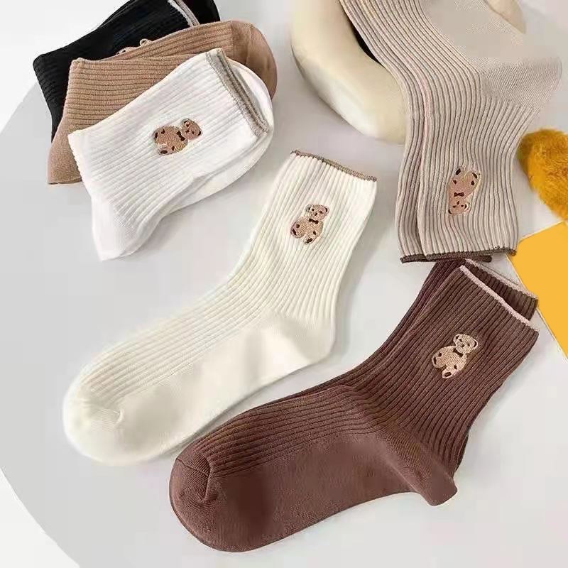 Vớ cotton Mềm Thoáng Khí Thoải Mái In Họa Tiết Hoạt Hình Phong Cách Hàn Quốc Cho Nữ
