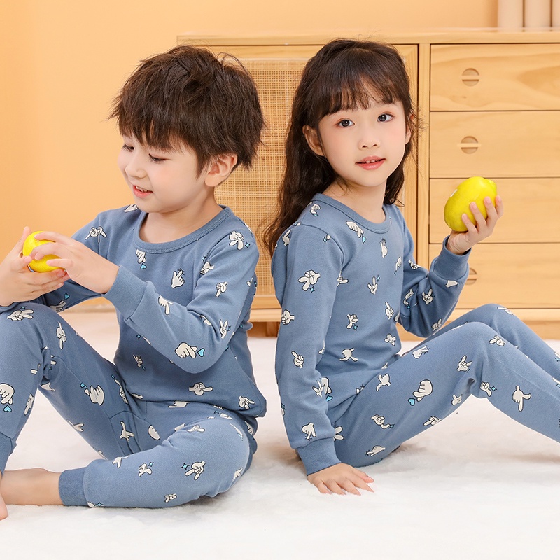 Bộ Đồ Ngủ Pijama Tay Dài Chất Cotton Thời Trang Xuân Thu Cho Bé 100-160cm