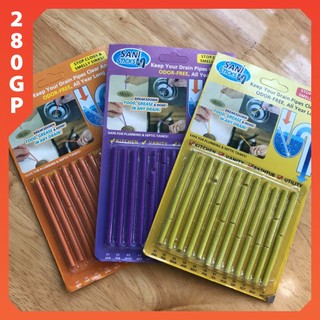 Vỉ 12 que sủi thông tắc khử mùi cống, bột phân hủy siêu mạnh thông ống bồn cầu, chậu rửa