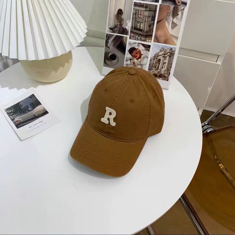 Mũ Lưỡi Trai Cotton Màu Xanh Lá Thêu Chữ R 3D Phong Cách Hiphop