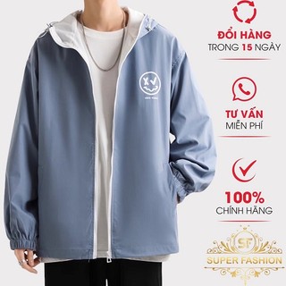 Áo khoác dù nam super fashion vải dù 2 lớp in mặt cười form rộng hot