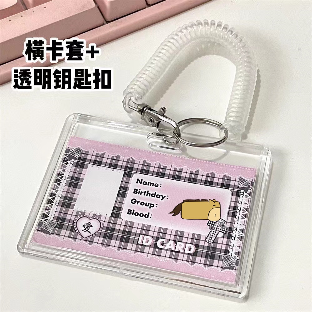 Túi Đựng Thẻ ID / Xe Buýt Bằng Acrylic Trong Suốt HD Kích Thước 12.5 * 8.5CM Kèm Móc Khóa Tiện Dụng Cho Học Sinh / Văn Phòng