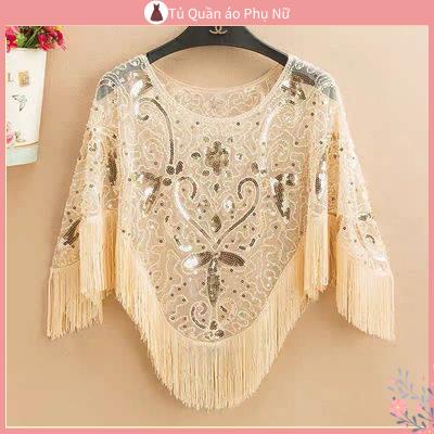 Áo Khoác Ghi Lê Nữ Dệt Kim Áo Choàng Lưới Cỡ Lớn Thêu Ren Đính Kim Sa Tua Rua Phong Cách Mới Chống Nắng Mùa Hè Cho Nữ