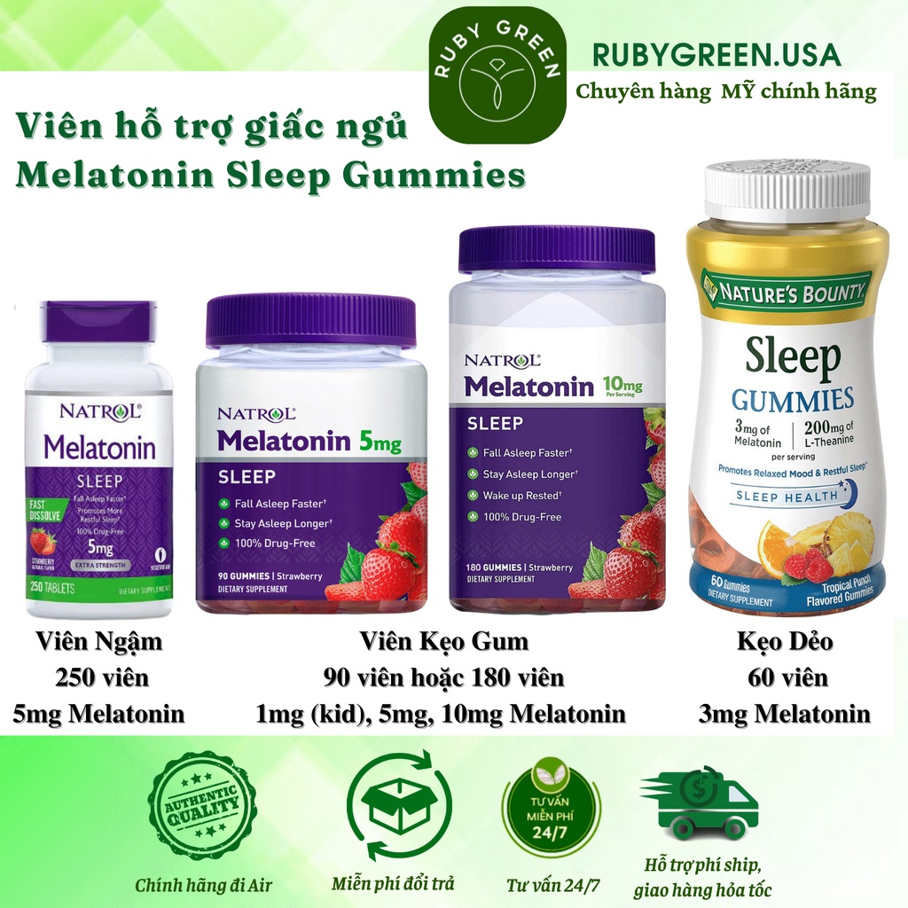 Kẹo ngủ ngon Melatonin Sleep Gummie Nature’s Bounty L-theanine 200mg ,Giảm stress, Melatonin 3mg
