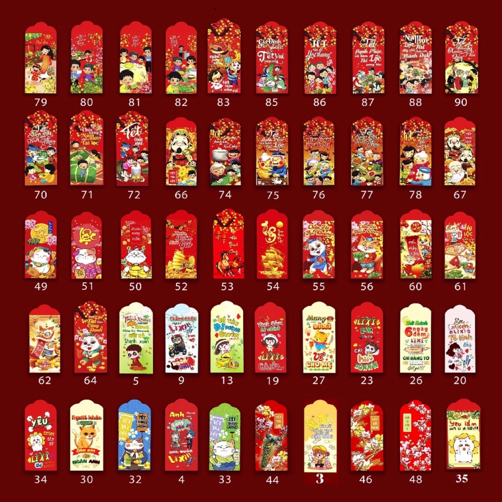 500 Bao Lì Xì Tết 2023 Quý Mão Đẹp Được Chọn Mẫu Và Tặng Kèm Túi Bóng Kính