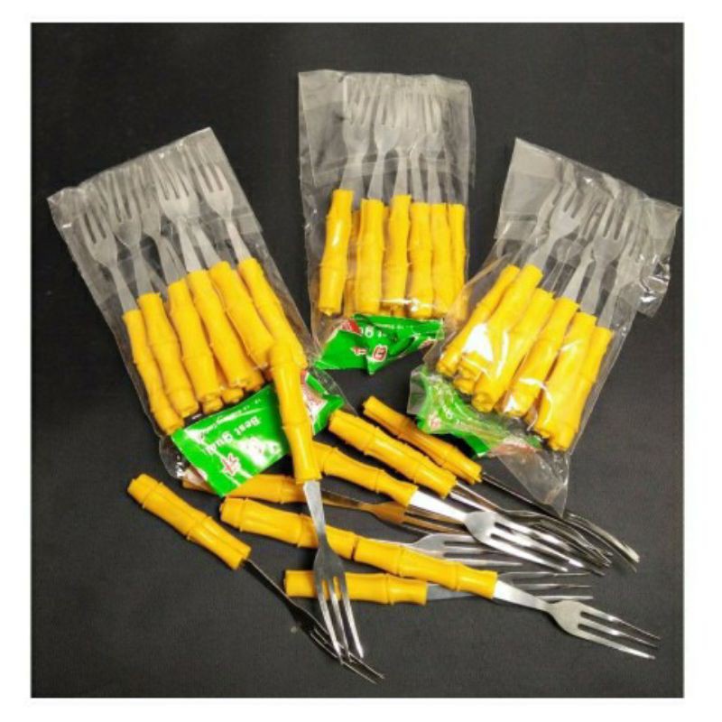 Set 10 dĩa xiên hoa quả có cán hình cây trúc xinh xắn