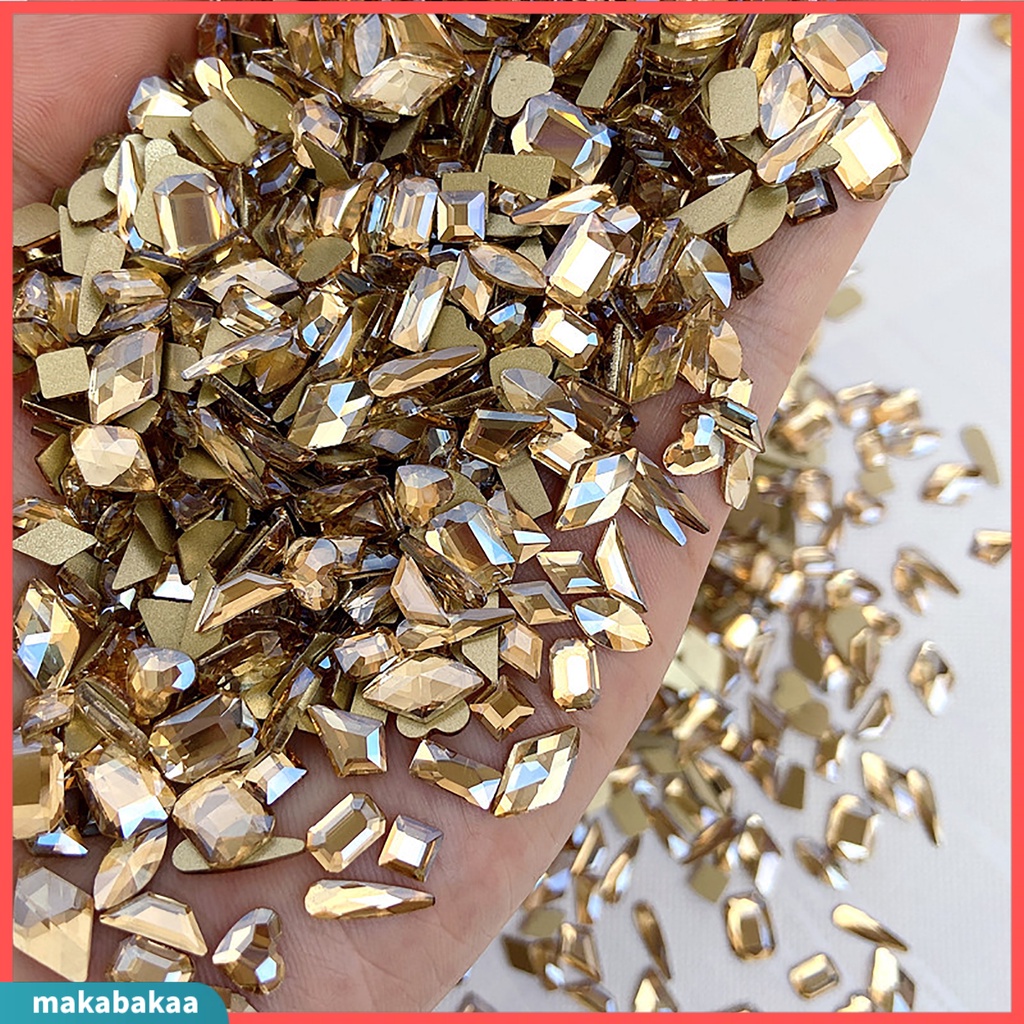 Túi 50 hạt đá quý nhân tạo hình học 3D lấp lánh trang trí móng tay