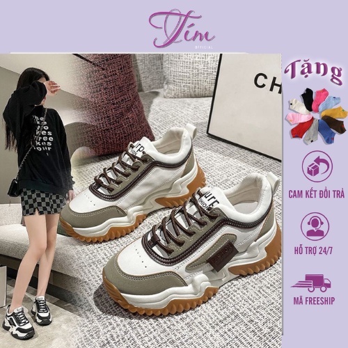Mua Giày Tặng Tất ( Ảnh+Video Thật) Giày Thể Thao Nữ 𝟏𝐌𝟓𝟑 Giầy Da Độn Đế 5cm Phối Màu Cá Tính Hottrend (hàng loại 1)