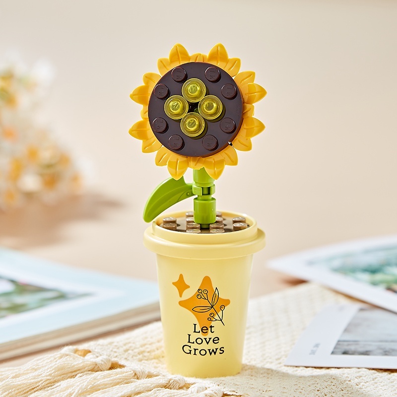 Đồ Chơi Lắp Ráp Chậu Cây Mini Trang Trí Bàn Làm Việc