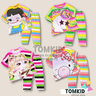 Đồ bộ cho bé gái đồ dài cho bé gái tay ngắn áo cánh dơi cotton chính phẩm loại 1 co giãn không nhão vải 8-23kg Tomkids