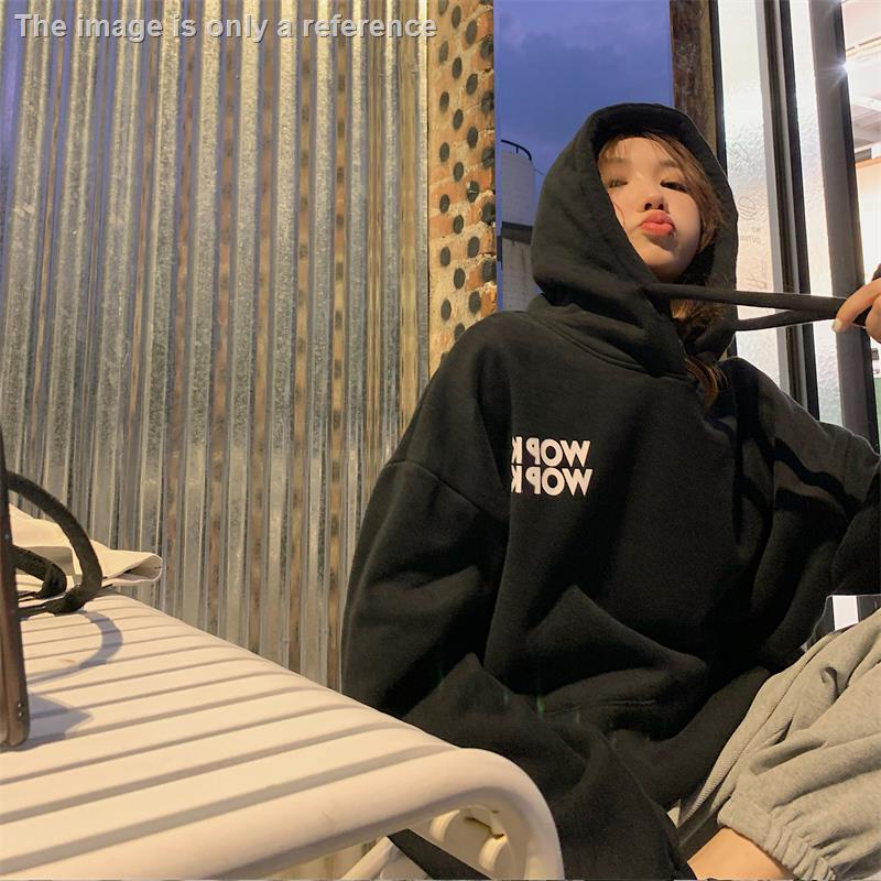 Áo hoodie Dáng Rộng Lót Nhung Dày Dặn Màu Xanh Lá Thời Trang Thu Đông 2022 Mới Cho Nữ