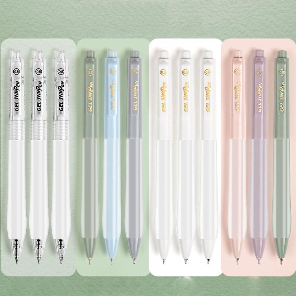 Set 5 Bút Mực Đen Dạng Nhấn Không Gây Tiếng Ồn