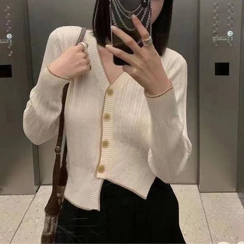 IELGY Áo cardigan Dệt Kim Cổ Chữ V Phong Cách Thời Trang Dành Cho Nữ