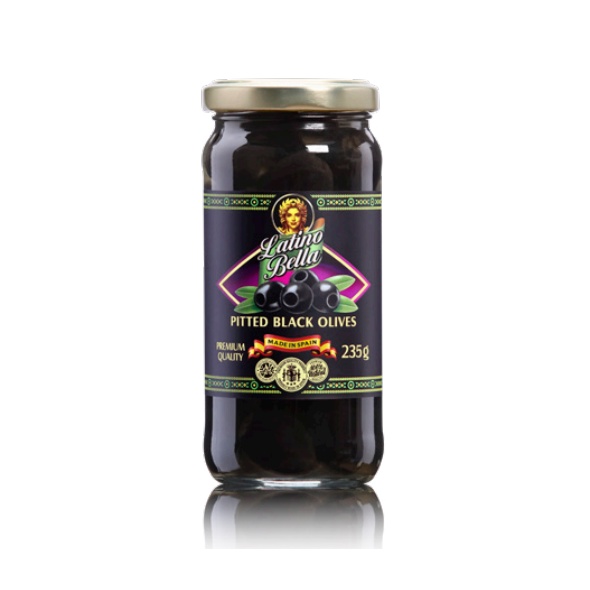 Trái Ô liu đen không hạt - Latino Bella Pitted Black Olives - 235g, 450g