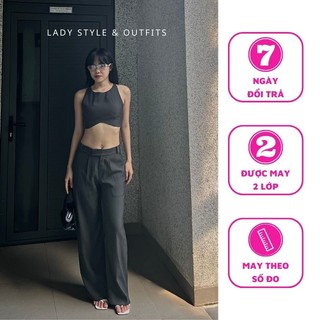 Quần tây dài ống suông rộng lady style & outfits