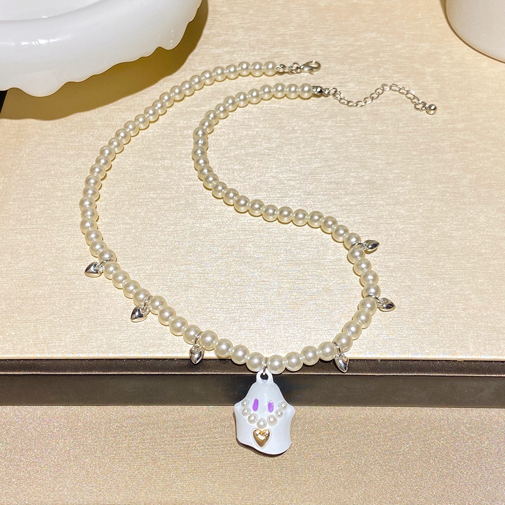 Bộ Vòng cổ Và Bông Tai Y2K Hình Ma Tắc Kè Dễ Thương