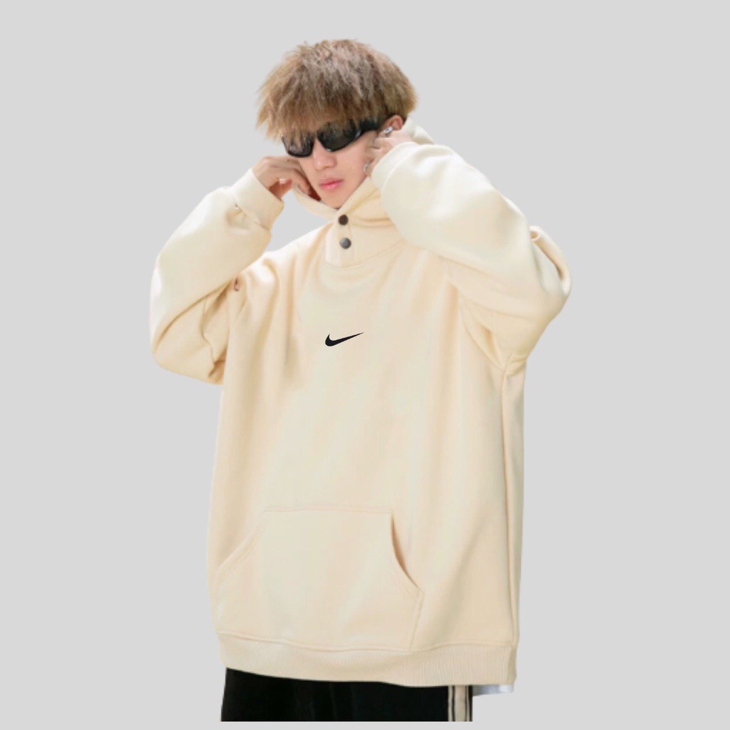 Áo hoodie nike thêu dày dặn nam nữ, hoodie nike bấm cúc chính hãng 001 CINKAY_STORE