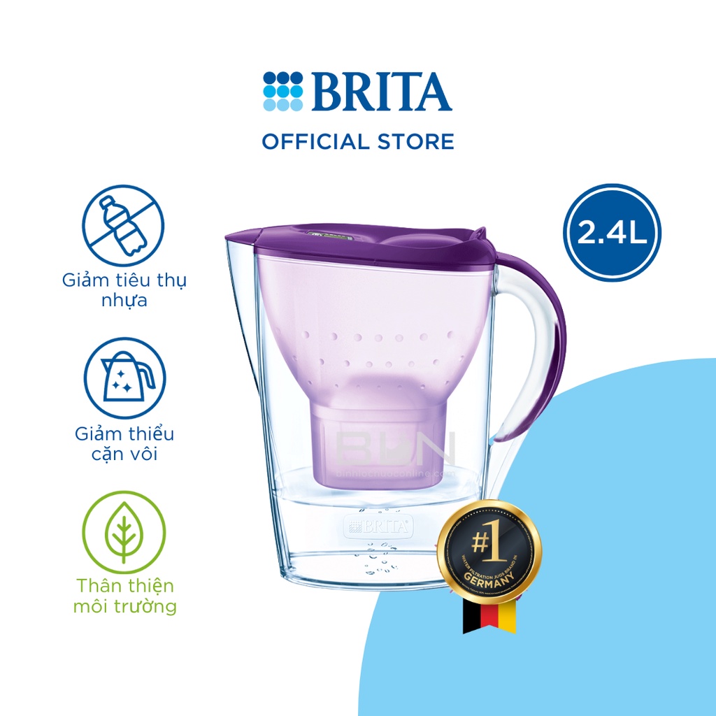 Bình lọc nước BRITA Marella Basic - 2,4L (có sẵn 1 lõi lọc Maxtra Plus)