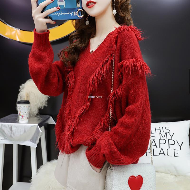 Áo Khoác sweater Cổ Chữ v Dáng Rộng Phối Tua Rua Phong Cách Phương Tây Thời Trang 2022 Mới Cho Nữ
