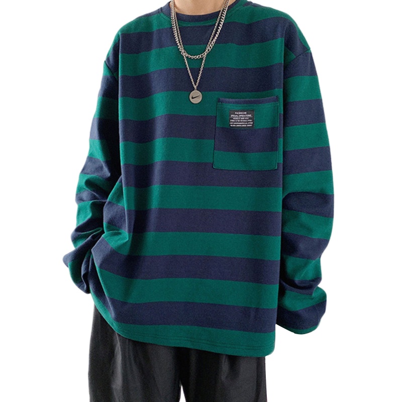 Áo Thun Tay Dài Họa Tiết Kẻ Sọc Phong Cách Hàn Quốc Thời Trang Cho Nữ Size M-2XL