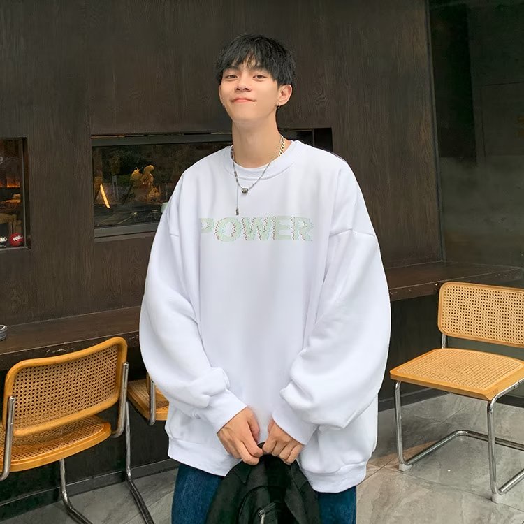 Áo Nỉ Tay Dài Cổ Tròn In Chữ Màu Nâu Phong Cách Hàn Quốc Thời Trang Mùa Thu Cho Nam Và Nữ Plus Size M-5XL