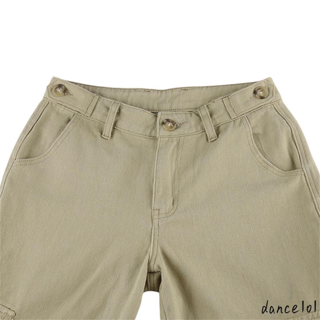 Quần Dài Lưng Thấp Dáng Rộng Màu Trơn Thời Trang Cá Tính Cho Nữ 1O1-y2k