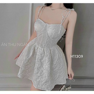 Đầm gấm hai dây dáng xòe sang chảnh đầm dự tiệc sang chảnh đầm váy nữ tôn dáng