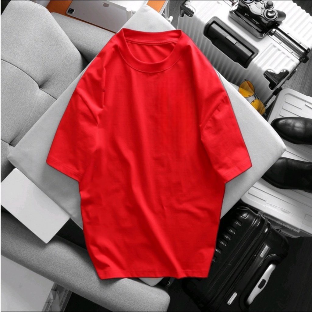 Áo thun nam trơn size lớn bigsize màu đò cotton 85kg - 125kg