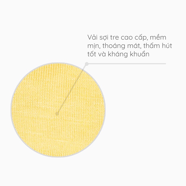 Bộ dài tay cài lệch Coolmom chất liệu sợi tre cao cấp màu vàng vanilla size 1M / CM-0021-1M-V