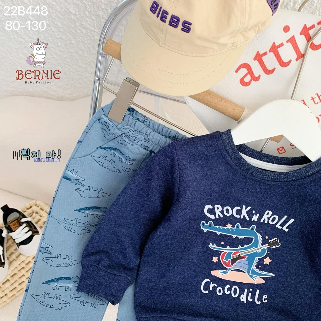 Bộ da cá dài tay Bernie họa tiết cá sấu cho bé trai