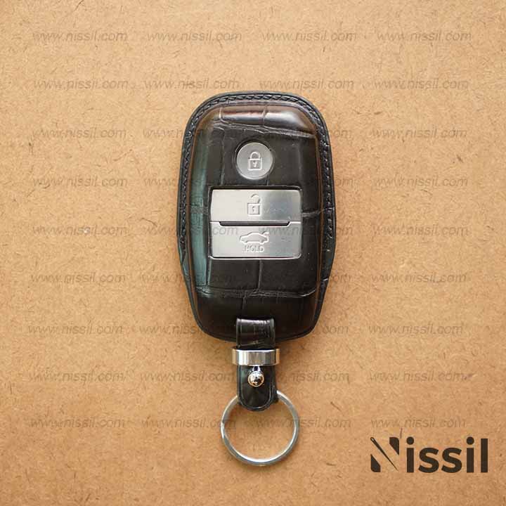 Bao da KIA Seltos, RIO, Cerato - 3 nút - da cá sấu - bao da chìa khoá ô tô - phụ kiện đồ chơi ô tô