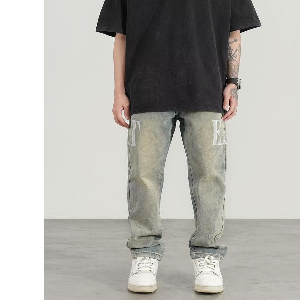 Quần Jean Dài Dáng Ôm Thêu Họa Tiết Phong Cách Âu Mỹ Thời Trang Cao Cấp Cho Nam Và Nữ