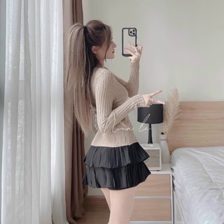 Áo len vạt chéo cổ chocker e về 4 màu
