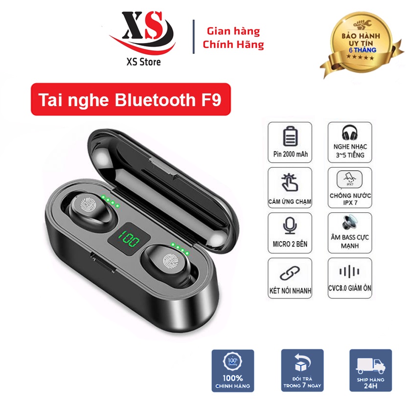 Tai Nghe Bluetooth XS Store F9 - Có Míc Đàm Thoại, Cảm Biến Vân Tay, Chống Nước