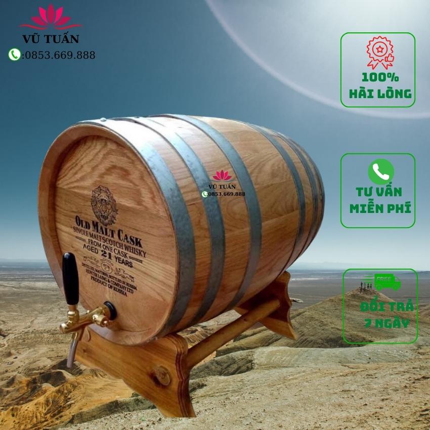 Thùng gỗ sồi 100L lít ngâm rượu, thùng ngâm ủ rượu gỗ sồi Nga.
