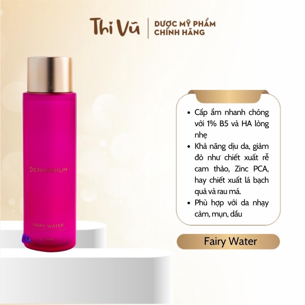 Toner Dermarium Velvet Dream Fairy Water cấp nước đậm sâu cho làn da căng bóng 55ml và 150ml - Thi Vũ