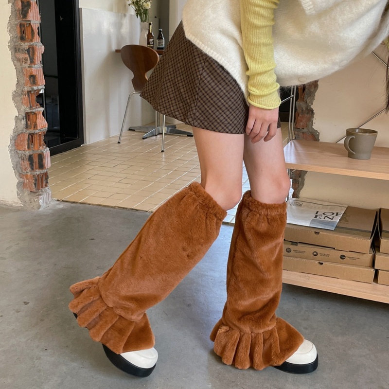 Xiangbao Vớ Lông Giữ Ấm Chân Màu Trơn Phong Cách Harajuku Nhật Bản Quyến Rũ Cho Nữ