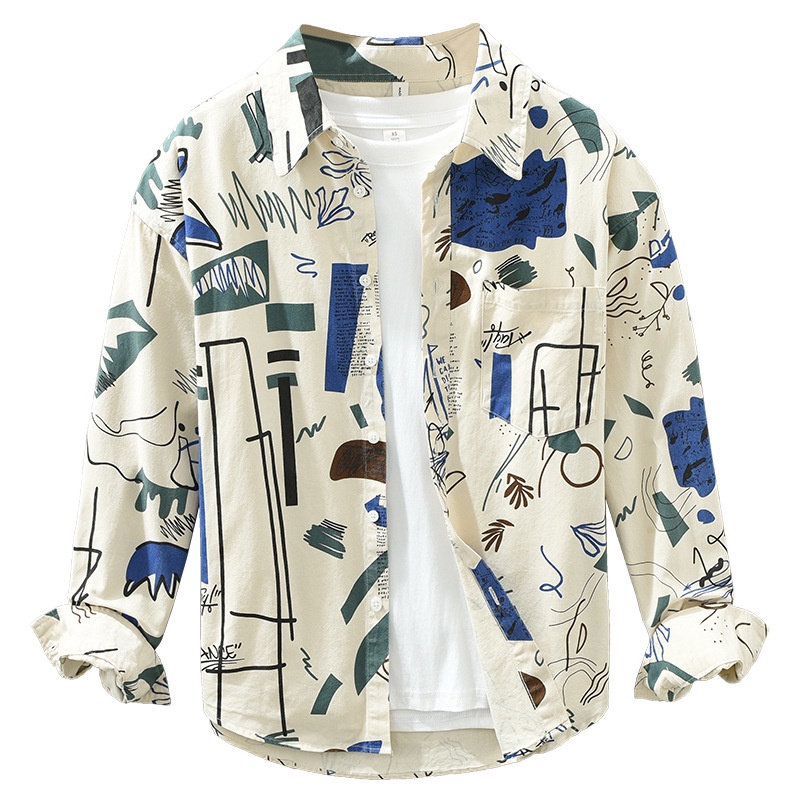 Áo Sơ Mi Cotton Dài Tay In Họa Tiết Thời Trang Cho Nam