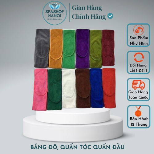 Băng Đô, Quấn Tóc Quấn Đầu Vải Nâu Xám Hồng Tím Xanh Rêu Đỏ Đô Mềm Đủ Màu Chuyên Dùng Trong Spa Thẩm Mỹ Viện