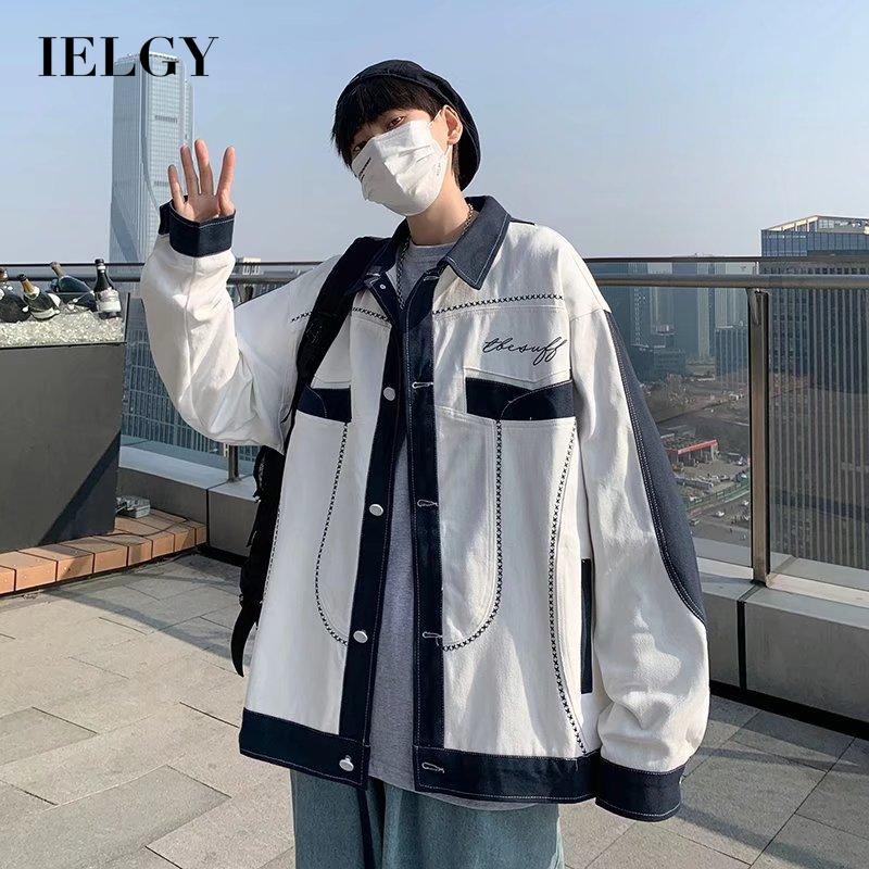 Áo Khoác denim Đồng Phục Bóng Chày Dáng Rộng Thêu Chữ IELGY
