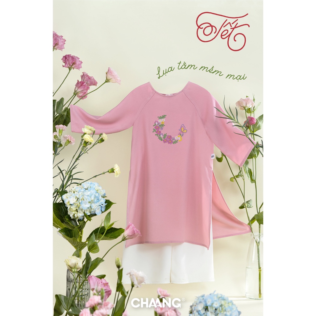 Áo dài cách tân bé gái lụa tằm Chaang
