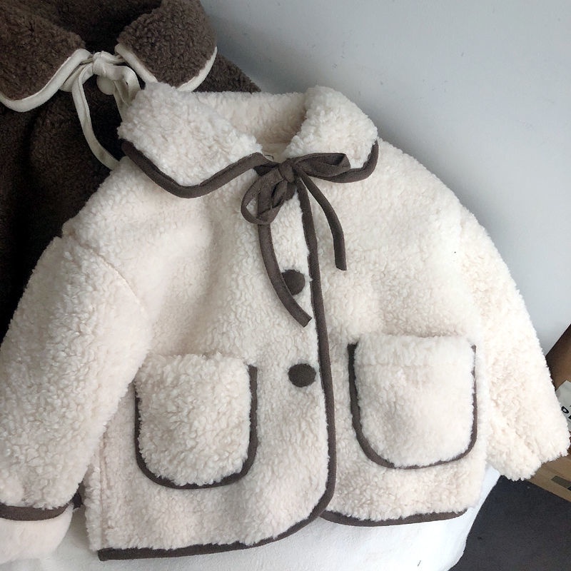 Áo khoác JOYNCLEON lót lông cừu dày dặn thời trang mùa đông cho bé gái