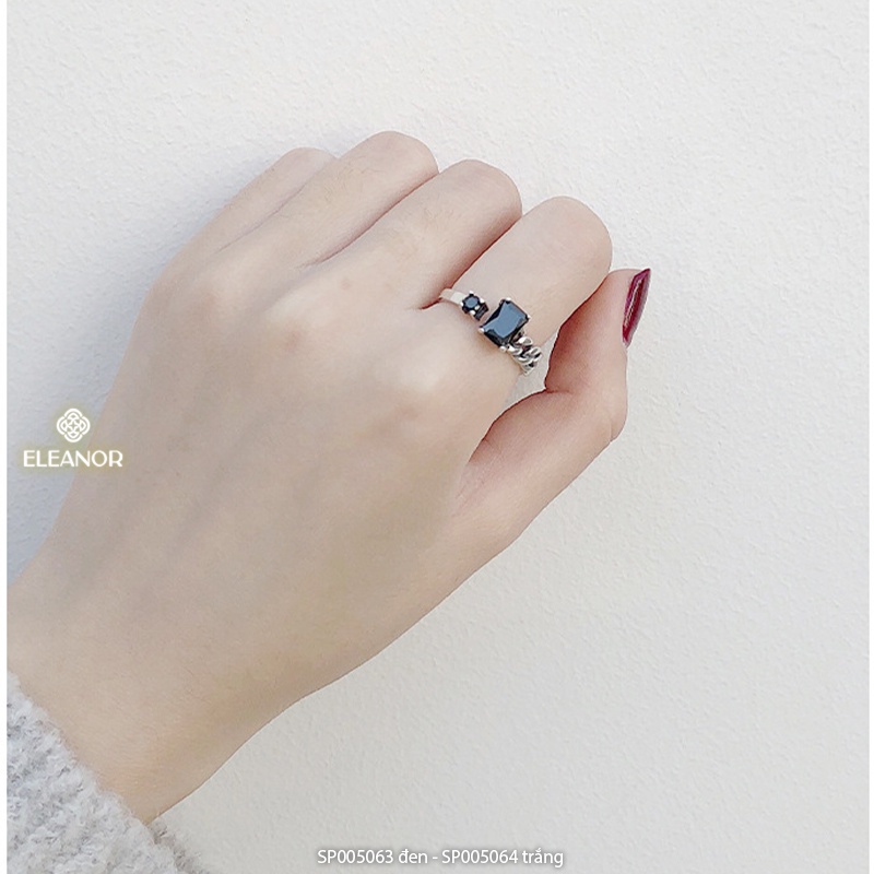 Nhẫn nữ hở bạc 925 Eleanor Accessories mặt vuông đính đá phụ kiện trang sức 5063
