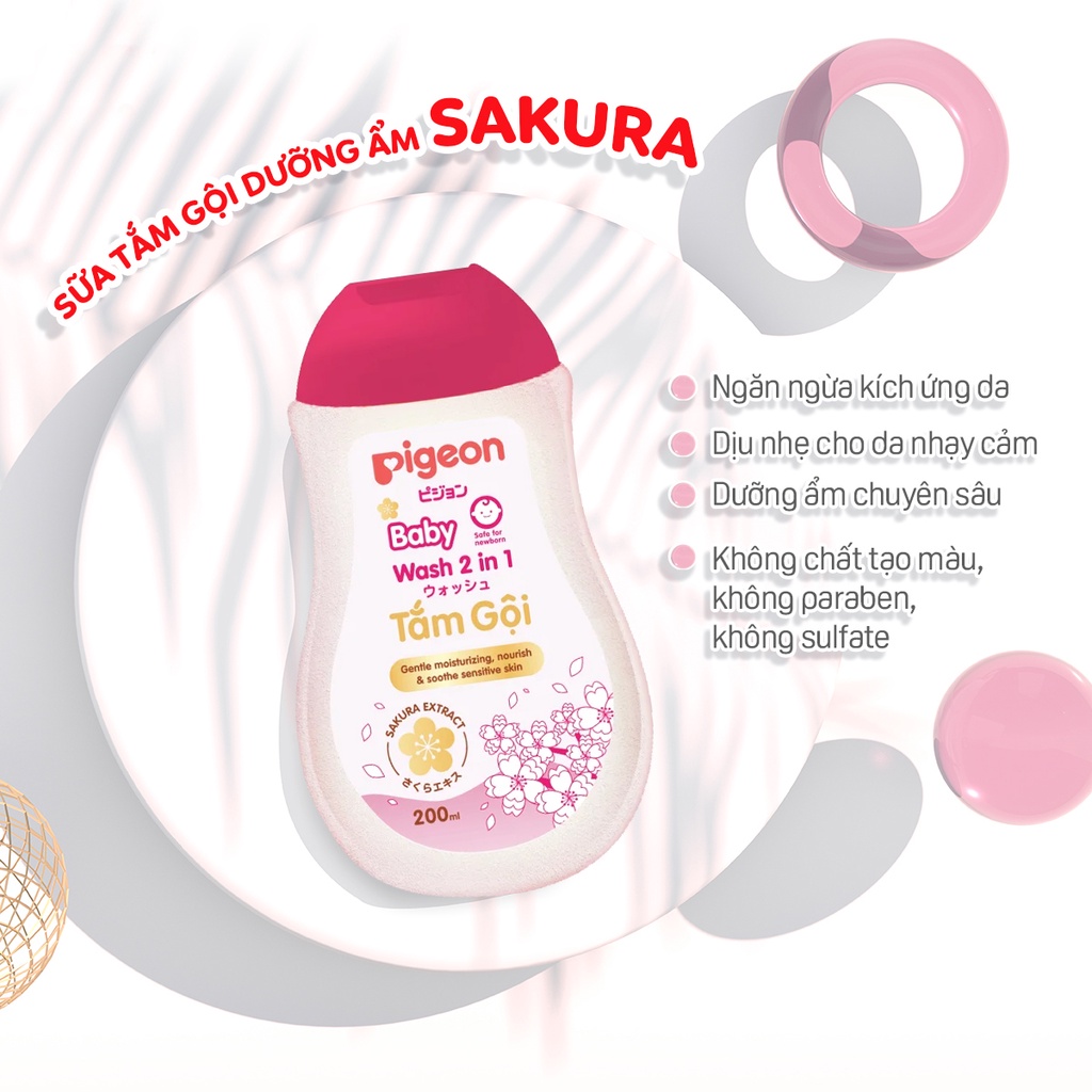Gel Tắm Gội Trẻ Em Pigeon 2in1 Hương Hoa Anh Đào 200ml