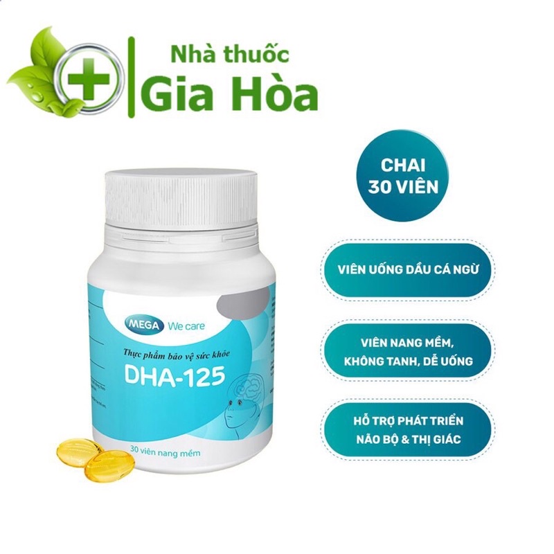 [CHÍNH HÃNG] Viên Uống DHA - 125 (Mega We Care) thành phần dầu cá ngừ, hỗ trợ phát triển não bộ và thị giác