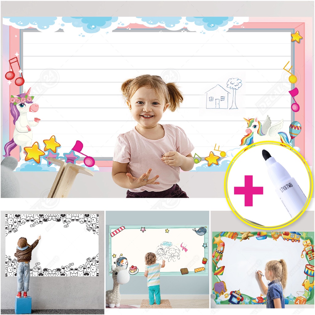 Decal Bảng Dán Tường Viết Bằng Bút Lông, Nhiều mẫu thiết kế đẹp cho bé chất lượng và an toàn kích thước 90x60cm DTB-A01